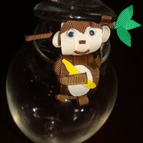Boutique Monkey Ribbon Sculpture Hair Clip Bow Handmade 
