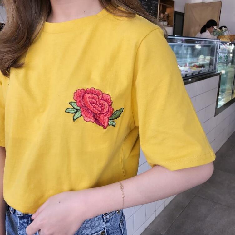 Rose Embroidered Tshirt on Storenvy
