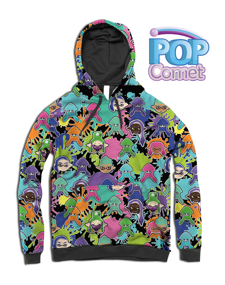 Men's Splatoon 2 Inspired Hoodie Pull Over Hoodie Inkling Squid Kid SZ