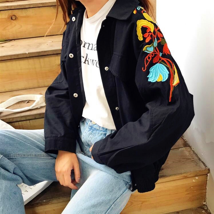 Harajuku Flower Embroidered Jacket on Storenvy