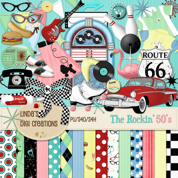 The Rockin' 50's (Digital Scrapbooking Kit) on Storenvy