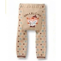 Singing Halleluhjah Pig Legging Pants Tan Khaki with Dots Boy Girls Unisex Leggings Baby to Toddler 
