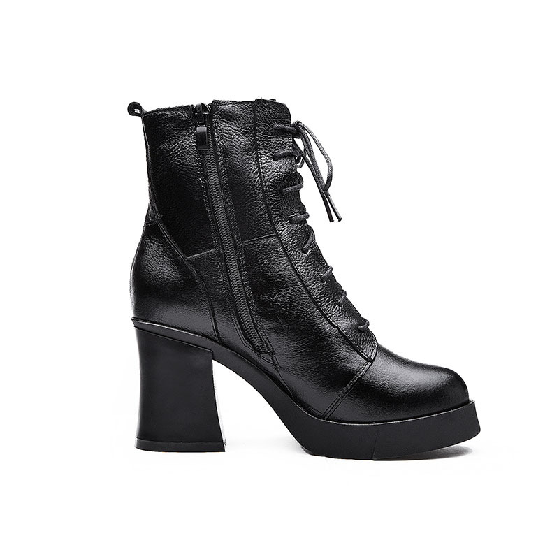 Rivet fashion black middle tube female boots · Eoooh · Online Store