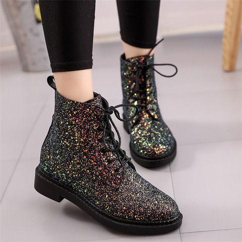 sequin flat boots