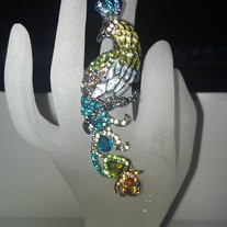 Peacock Rhinestone Finger Ring