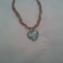 Hand Braided Hemp Necklace with Glass Heart Pendant