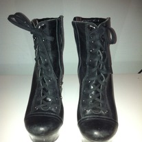 Bcbg Black Leather Ankle Boot Size(39) US 9