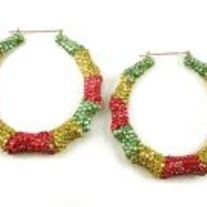 Med/Multi-Color Bamboo Hoop Earrings