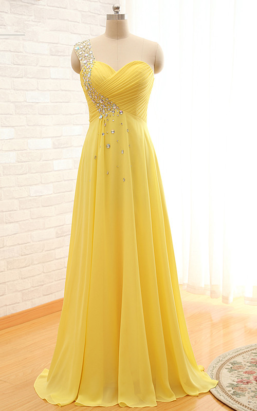 yellow floor length dress