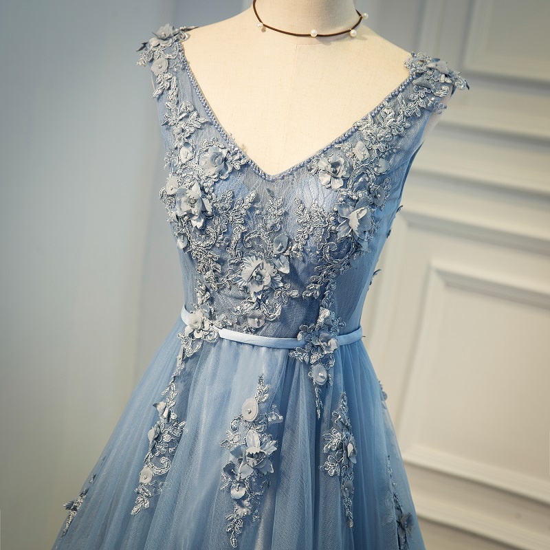 dusty blue cocktail dress