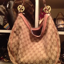 Gucci Pink Hobo Leather Canvas