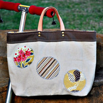 Handbag - Natural Linen with Leather Handles
