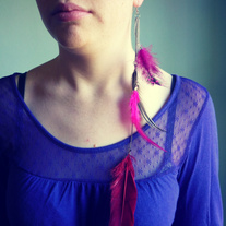 Pink Heather Feather Earring