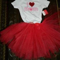 I LOVE MOM Baby Tutu Skirt and Onesie T Shirt Set