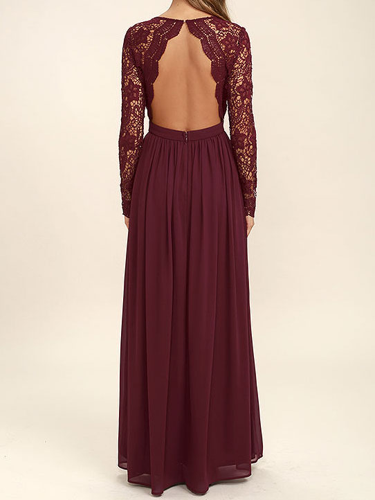 Burgundey Bridesmaid Dresses Long Sleeves