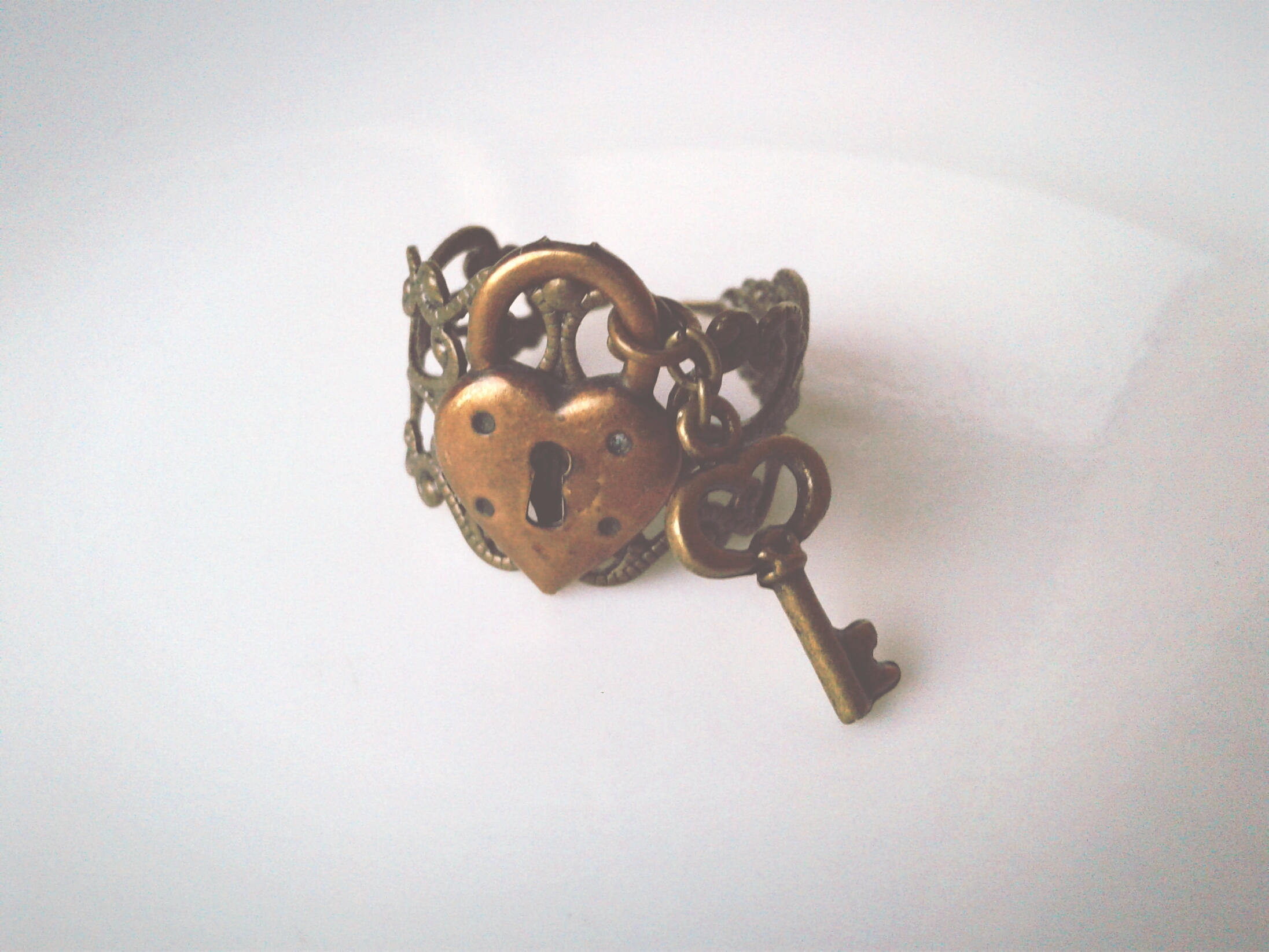 Heart Lock Key Ring Lock And Key Ring Heart Locket Ring Antique Brass