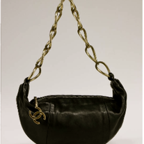  Chanel Black Lambskin Chain Small Hobo Bag  