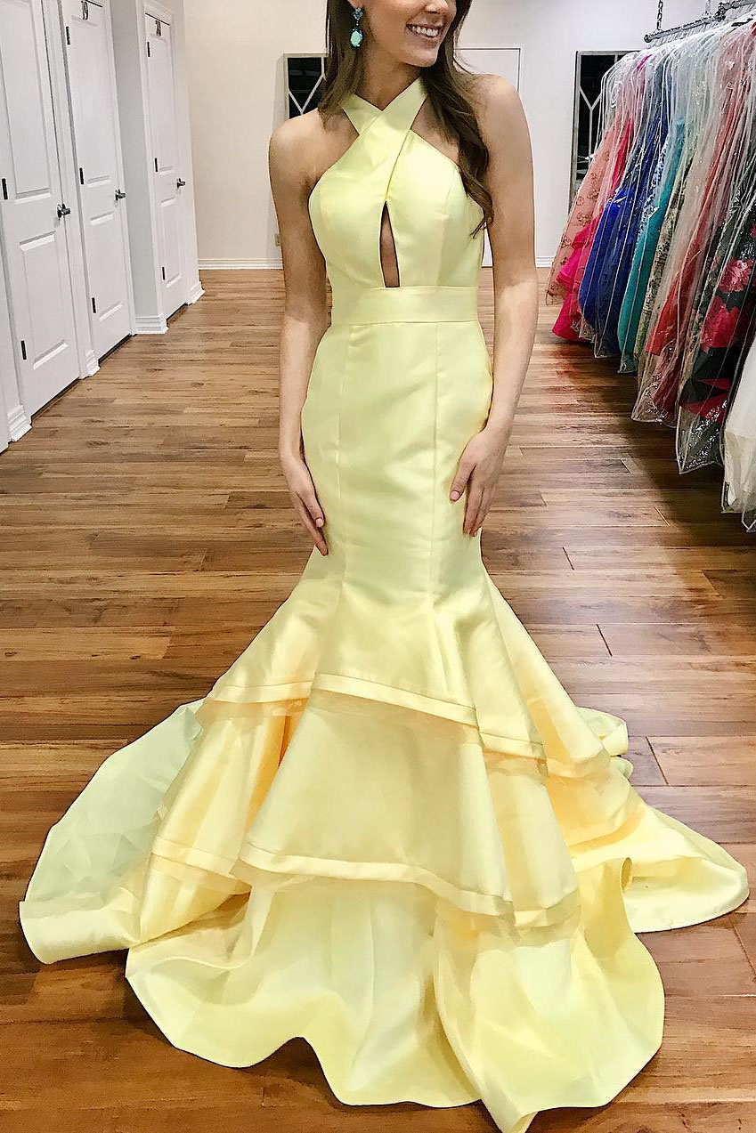 Yellow Mermaid Prom Dresses