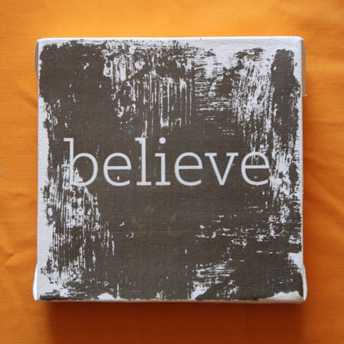 Subway Art Wall Hanging Canvas - Believe, Inspirational Art