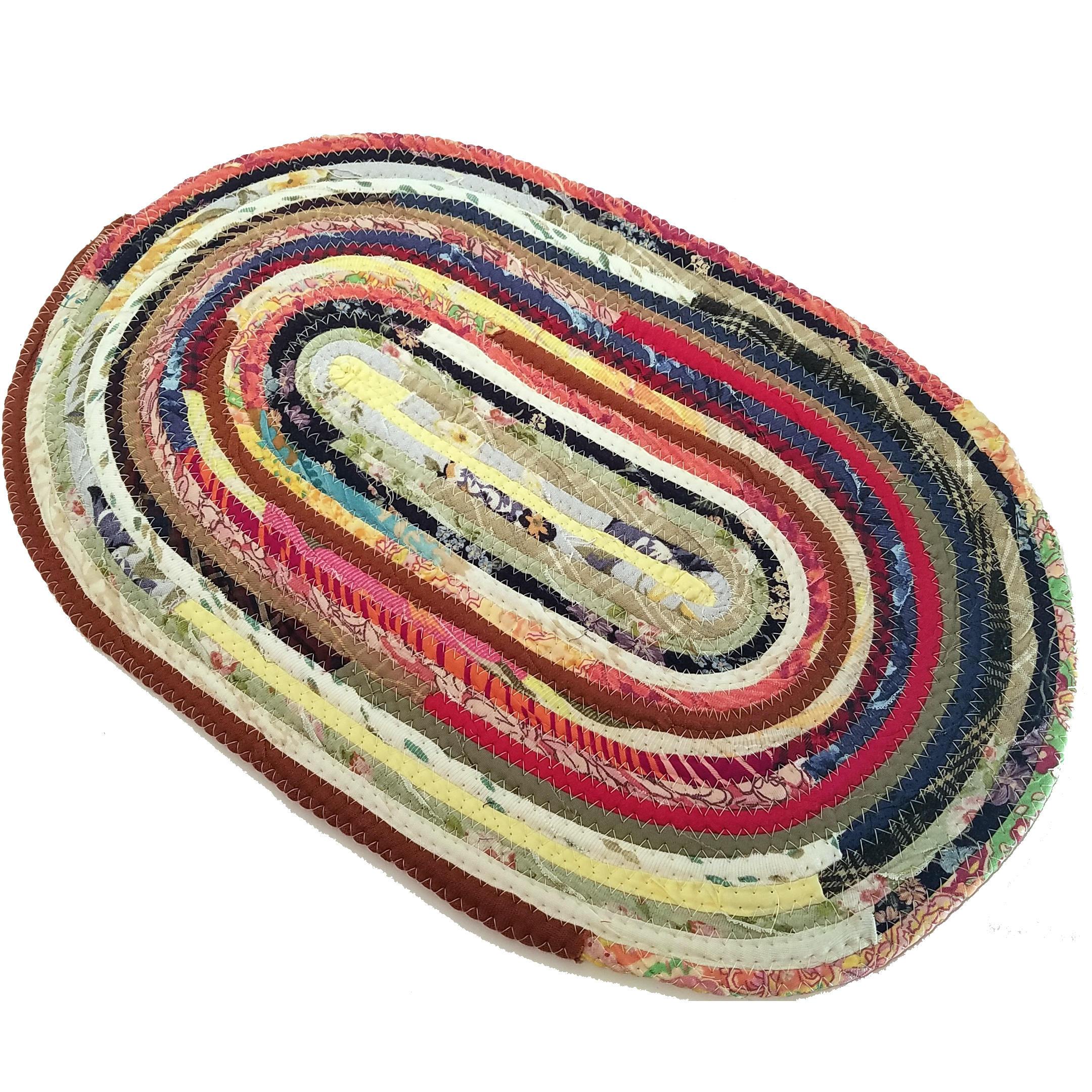 Multicolor Oval Fabric Placemat, Handmade to Order, Choose Your Colors