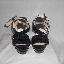 ♥MICHAEL KORS size 6 JUNIPER Platform Black Patent Leather Sandals♥ NEW!!!!