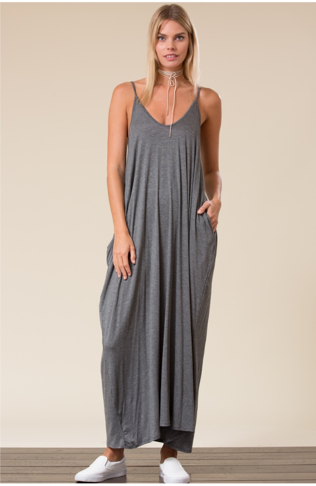 spaghetti strap maxi dress with pockets
