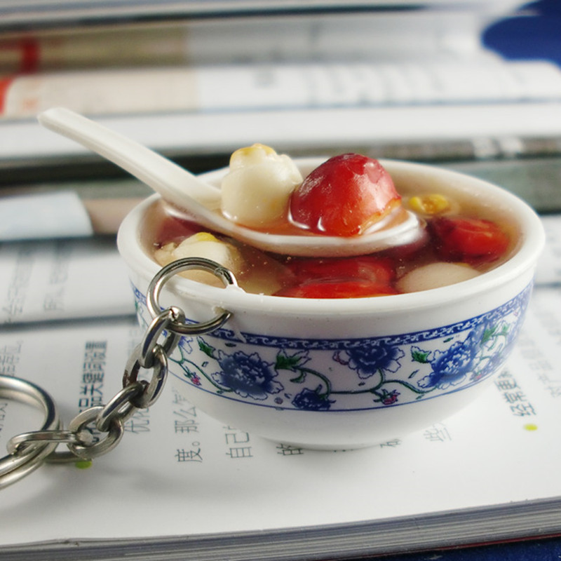 Kawaii Asian Food Keychain Charm Chinese Porcelain Bowl · Kawaii