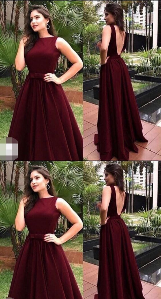 Charming Burgundy Prom Dress, Long V Back Prom Dress on Storenvy