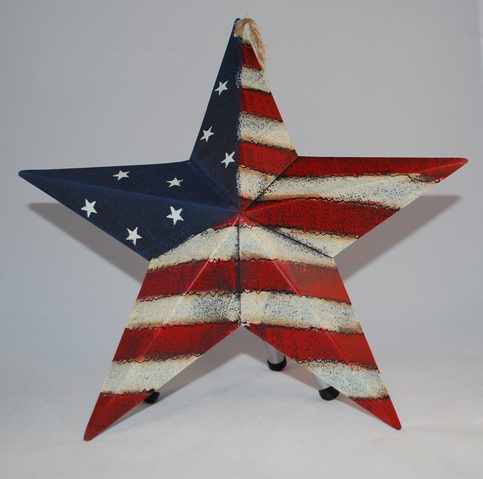 9" Rustic Tin Stars & Stripes Star