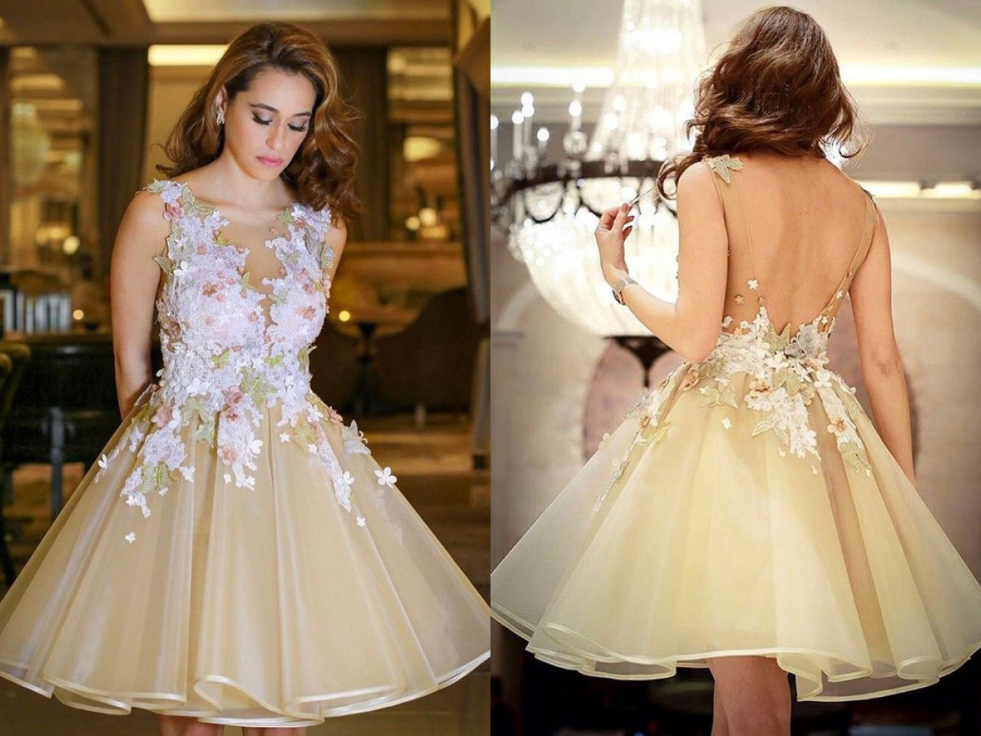 Embellished Organza Short Prom Dresses
