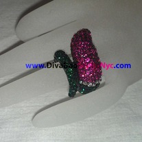 Pink & Green Jeweled Cocktail Ring
