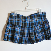 Blue Plaid Pleated Skirt