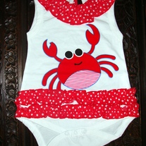 FREE SHIPPING & ON CLEARANCE SALE Summer Romper with the Nautical New England Crab Mofit Design