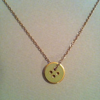 Mint Green & Gold Button Necklace 