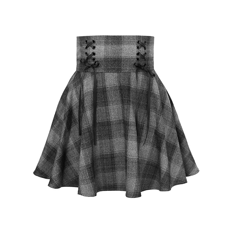 New fashion high waist laced plaid skirt · Harajuku fashion · Online