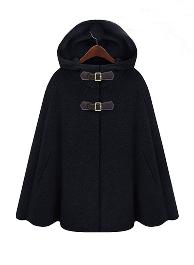 Hooded Cape Style Black Coat on Storenvy