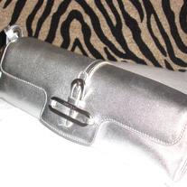 Jimmy Choo Silver Leather Clutch