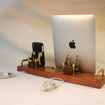 DUAL Unit - iPad - iPhone - iPod - EX Dock - Sync and Charging iDock Station- Custom Built Oak Model..