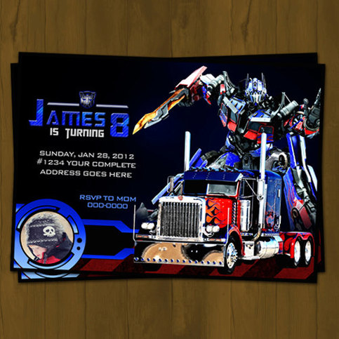 Optimus Prime Transformers Birthday Invitation · Splashbox Printables