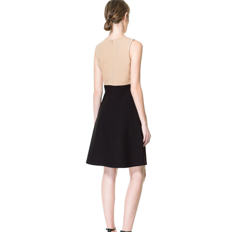 brown color block dress