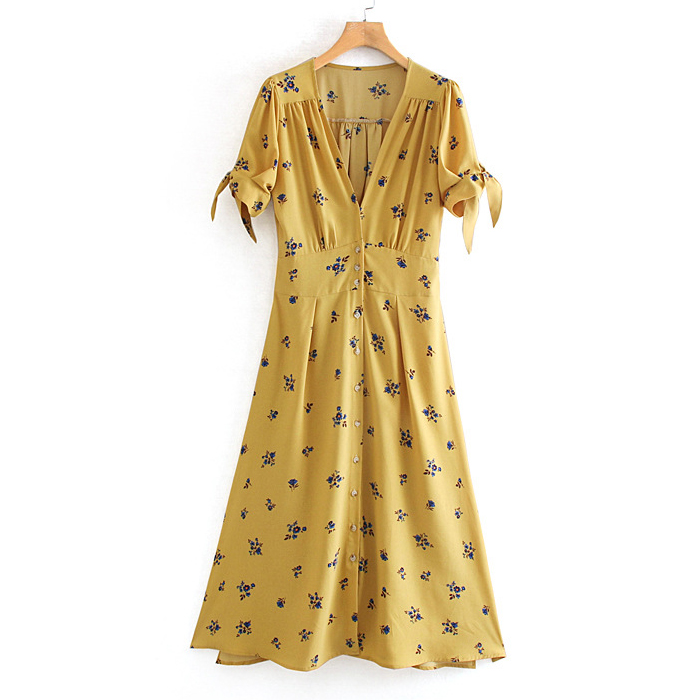 Vneck printed shortsleeved dress · FE CLOTHING · Online Store Powered