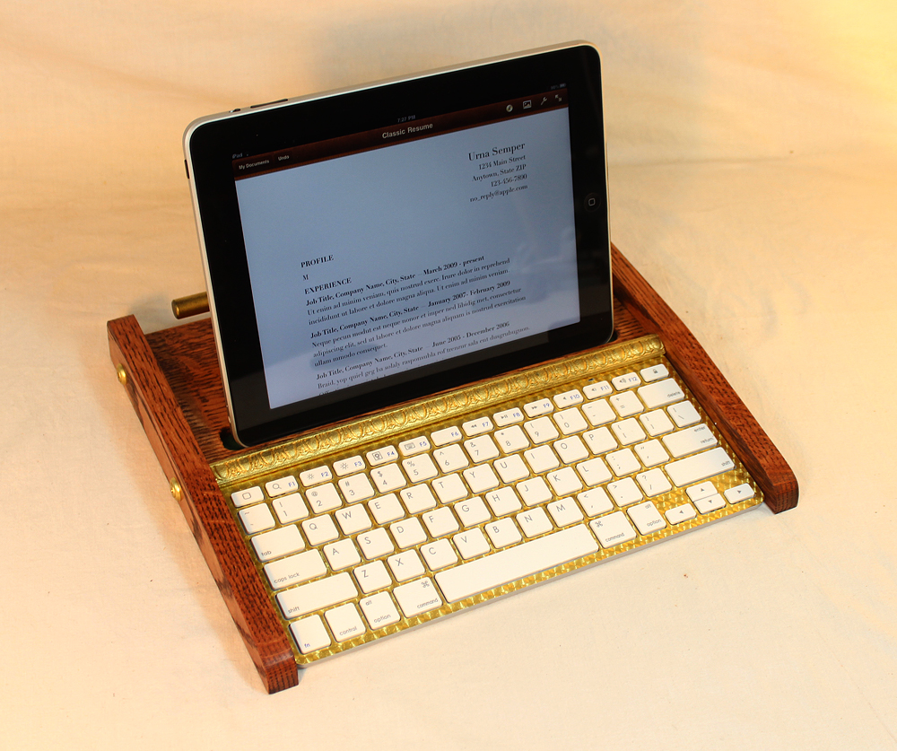 iPad Workstation Keyboard Tablet Dock Steampunk V1 Oak iPad