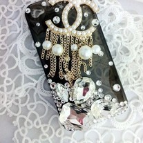 Bling Crystal Pearl Logo with Pearl Tassel And Big Rhinestones
