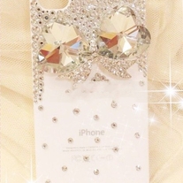 New Bling Bling Big Crystal Bow With Tiny Crystals Pink iPhone 4/4S Case (#438)