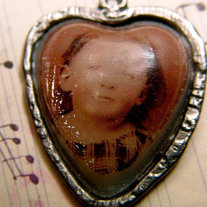 Heart Girl Tintype Reproduction Handcast Pewter Pendant