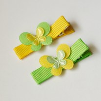 Mini butterfly clips, yellow/green