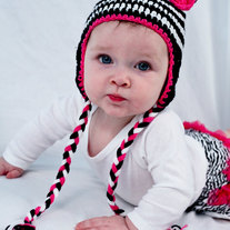 Zebra Earflap Girls Crochet Hat Photo Prop 