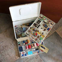 Vintage Sewing Basket Filled