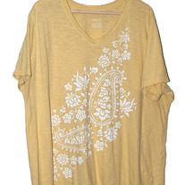 Merona by Target Yellow Slub T with Beaded Detail Plus Size 4
