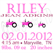 Tractor Baby Stat Print 8x8 - Printable
